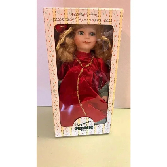 Vintage Seymour Mann Connoisseur Tree Topper Porcelain Strawberry Blonde Doll - Picture 1 of 13